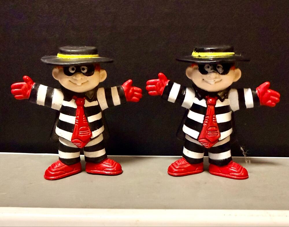 2 vintage 1995 McDonald's Happy Meal Hamburglar PVC Figures cake topper toy